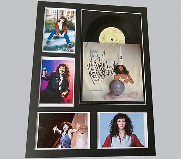 Kate Bush "Sat In Your Lap" Signed 7" Record Sleeve + 7" Record & 4 Colour Photos