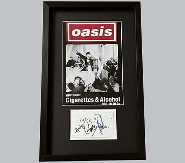 Oasis Signed Postcard + "Cigarettes & Alcohol" Poster