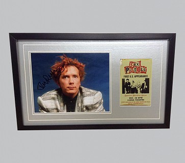 Johnny Rotten Signed Colour Photo + Sex Pistols Postcard