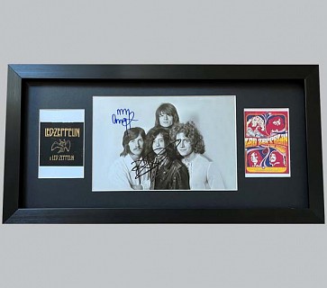 Led Zeppelin Black & White Photo Signed by Plant & Page + 2 Posters