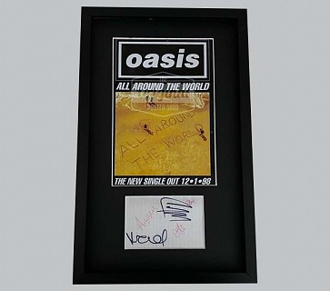 Oasis Signed Postcard + "All Around The World" Poster