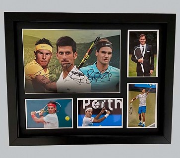 Rafael Nadal, Novak Djokovic & Roger Federer Signed Photo + 4 Photos