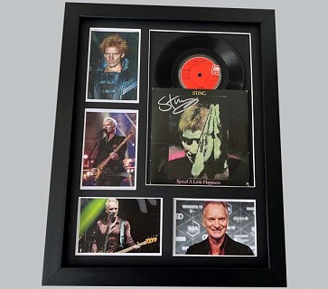 Sting "Spread A Little Happiness" Signed 7" Record Sleeve + 7" Record & 4 Colour Photos